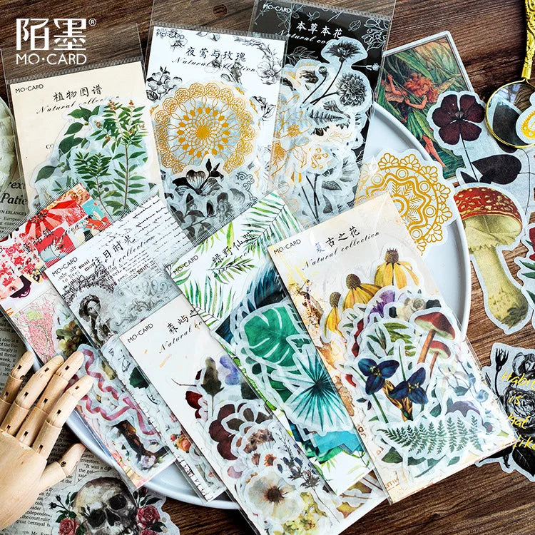 Vintage Gold Skull Flower Sticker Pack