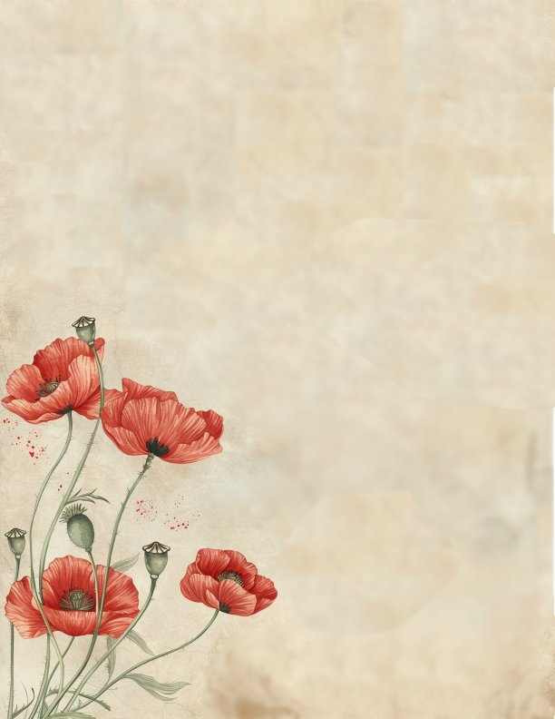 Free Memorial Day Stationery Download - Poppy Stationery Paperintables (TM)