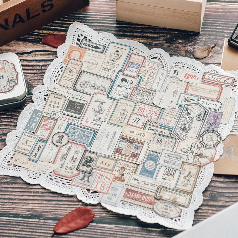 Retro Vintage Sticker Set + Metal Box