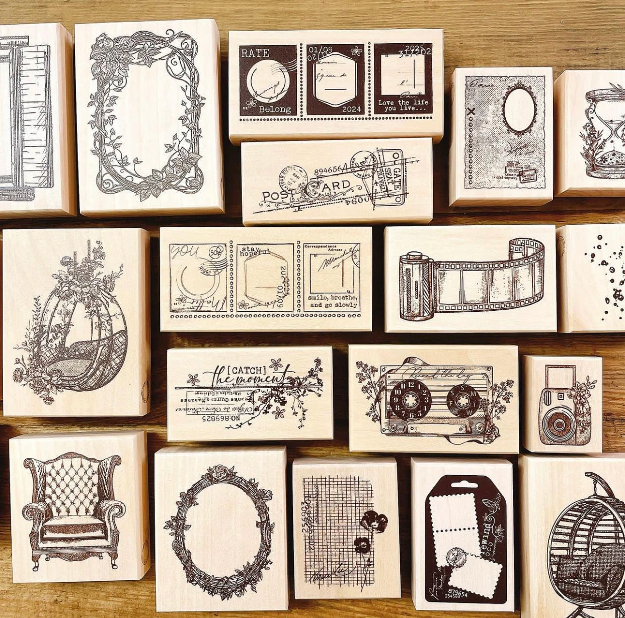 JP Vintage Wooden Rubber Stamp