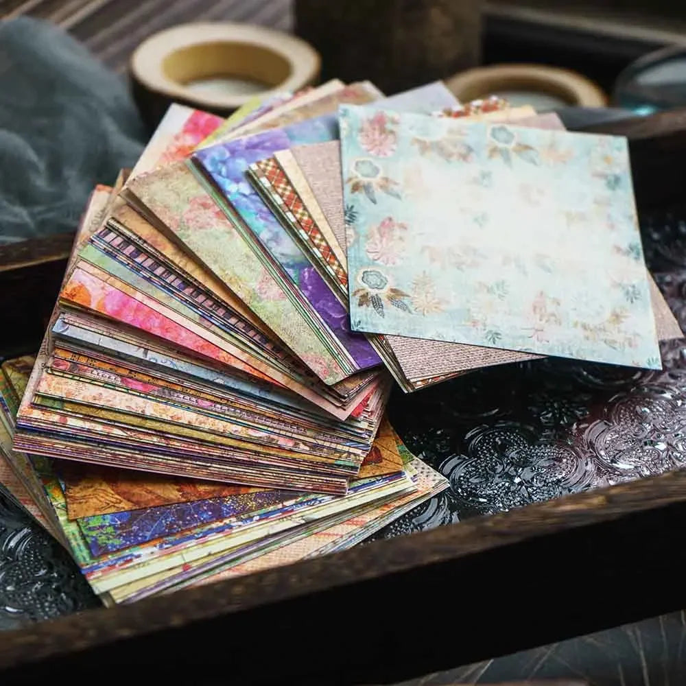 Retro, Vintage Beauty and Style 150 Pcs Rainbow Craft Paper Pack for Junk Journals