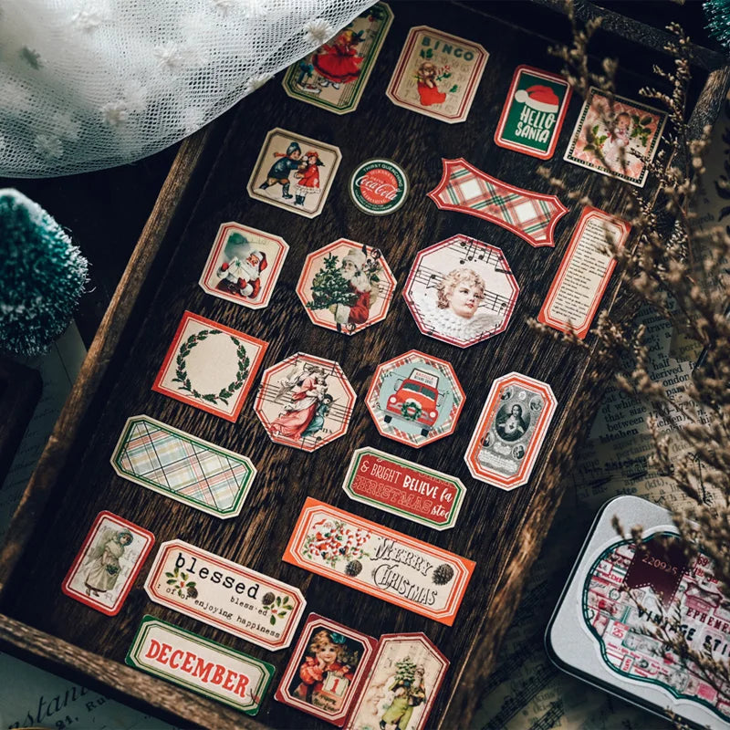 Retro Vintage Sticker Set + Metal Box