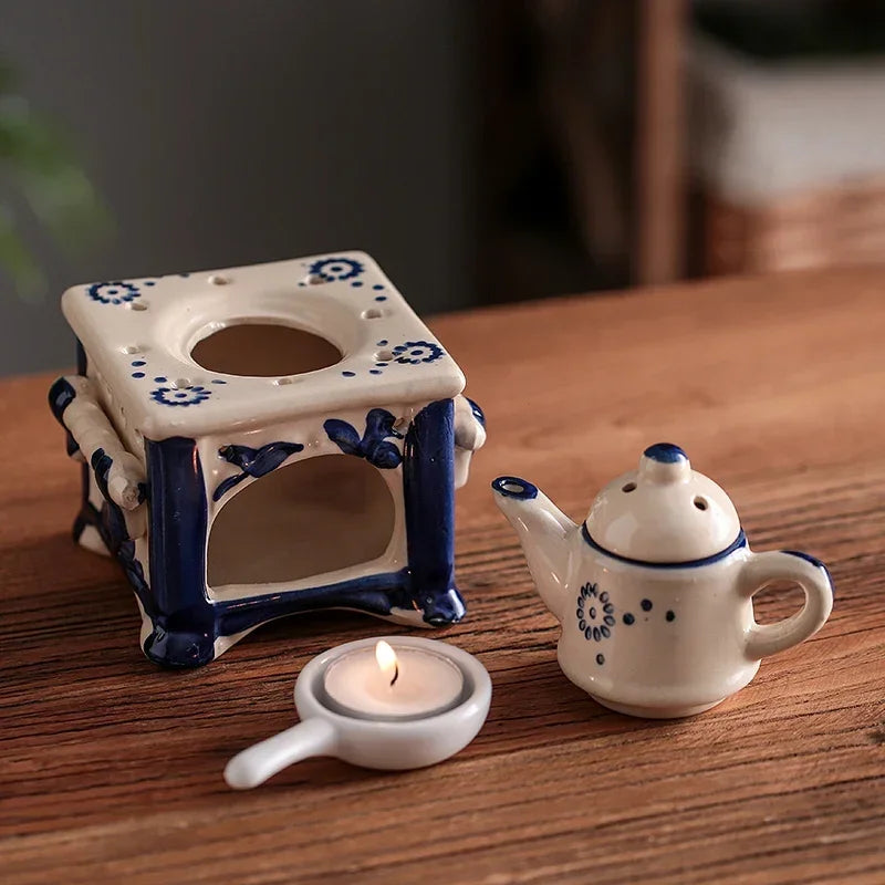 Adorable Vintage  Ceramic Tea Warmer Incense Burner