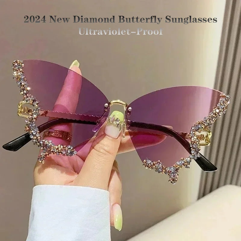 Vintage Steampunk Diamond Butterfly Sunglasses