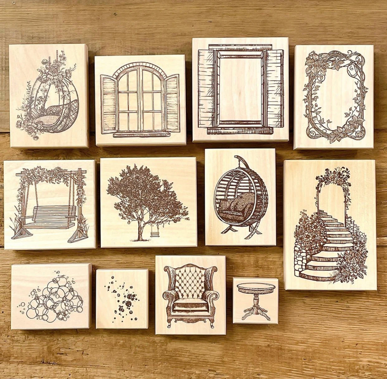 JP Vintage Wooden Rubber Stamp