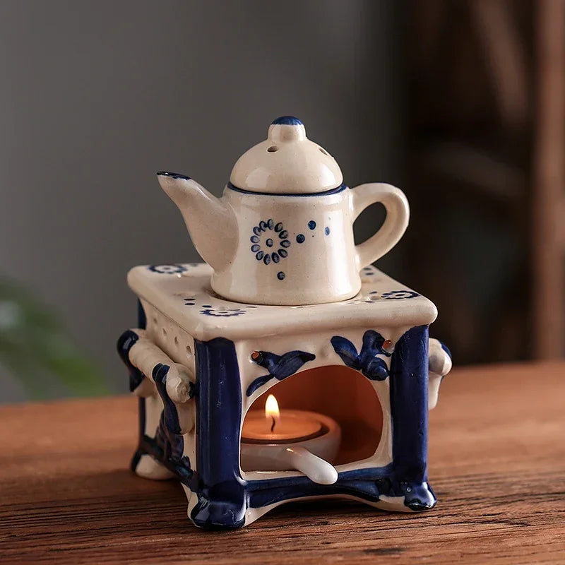 Adorable Vintage  Ceramic Tea Warmer Incense Burner