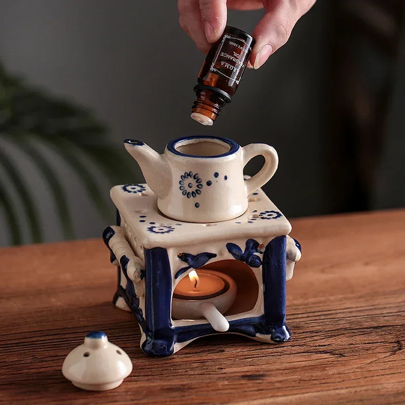 Adorable Vintage  Ceramic Tea Warmer Incense Burner