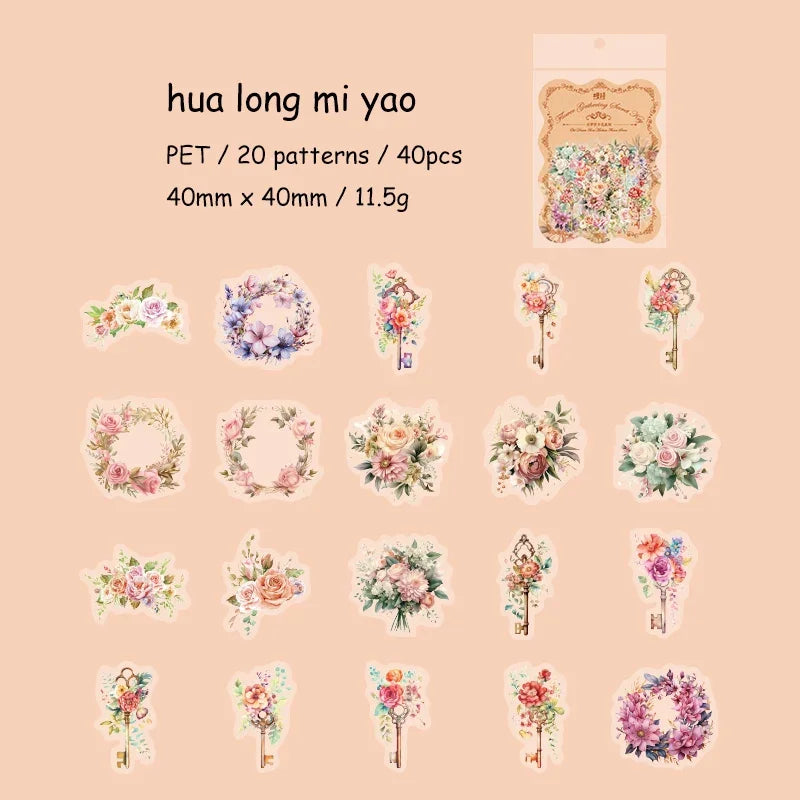 Vintage Flower Decor Sticker Pack