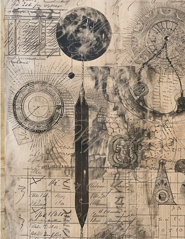 Paperintables (TM) Gorgeous Steampunk - Inspired Background and Collage Ephemera Prints