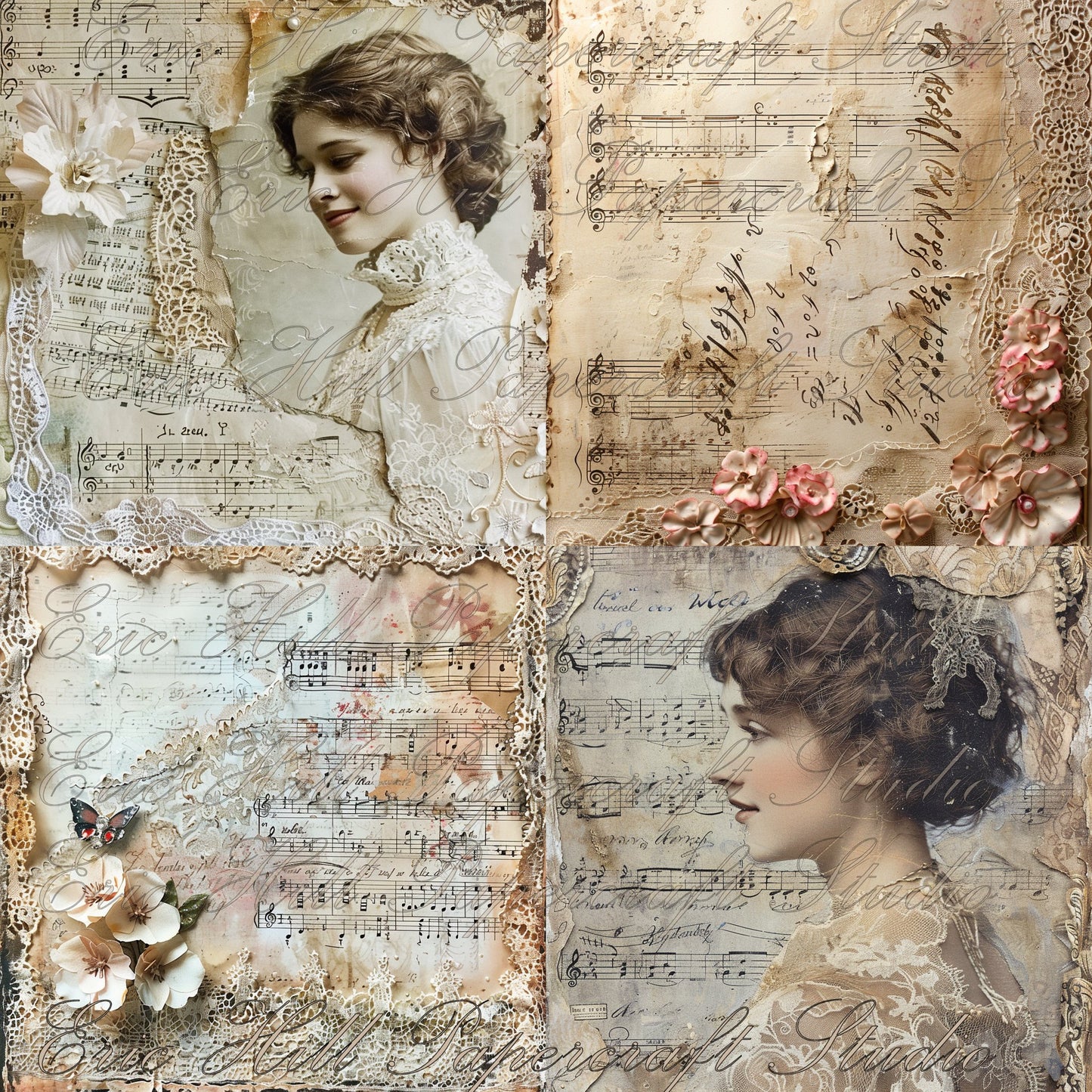 Paperintables (TM) Victorian Romance in Lace Pink and Music