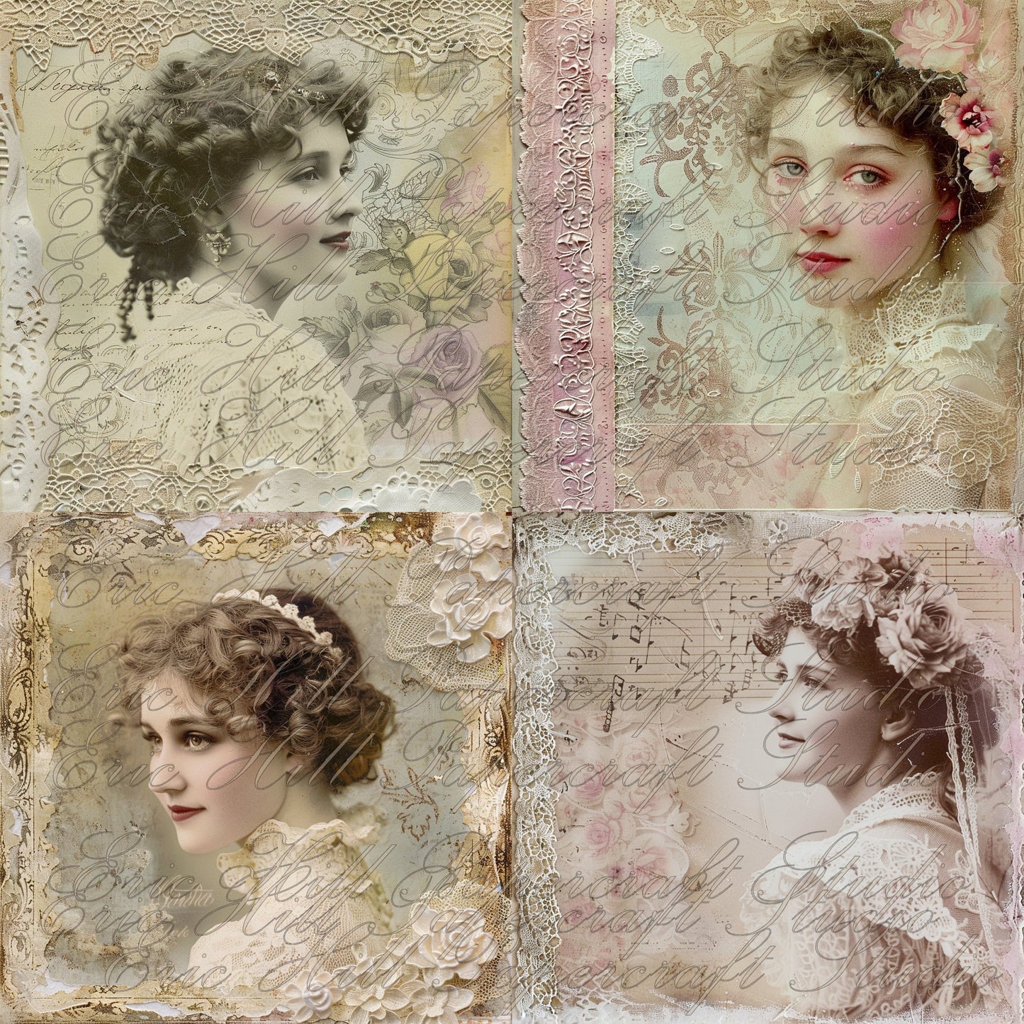 Paperintables (TM) Victorian Romance in Lace Pink and Music